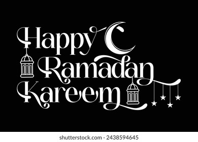 Happy Ramadan Typography Vector, Islamic Calligraphy Happy Ramadan Vector, Happy Ramadan Kareem, Happy Ramadan Mubarak, Islamic Calligraphy, Modern Islamic Typography, Decorative Islamic Design