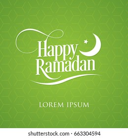 Happy Ramadan Vector with moon and star. (Ramadan Kareem)