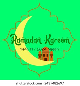 Happy Ramadhan 1445 H to all of the Muslims all around the world. Banner, poster, background 