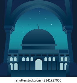 happy ramadhan eid al fitr mosque light illustration