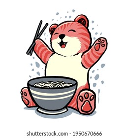 the happy ramen cat illustration