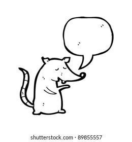 happy rat with speech bubble cartoon