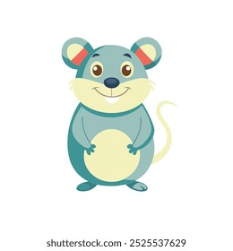 Happy Rat Vector Art Cartoon happy mouse waving, Rat, mouse, Funny animal in the Chinese zodiac, Chinese calendar, 3d vector icon.
