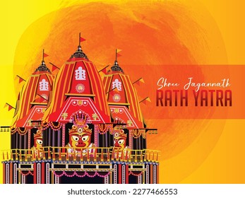 Happy rath yatra celebration for lord jagannath balabhadra and subhadra vector illustration