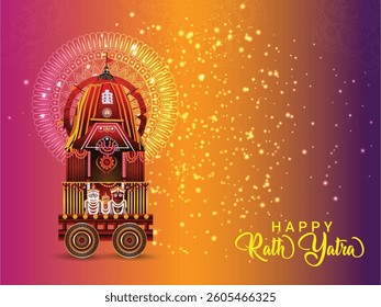 Happy rath yatra celebration for lord jagannath balabhadra and subhadra vector illustration