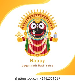 Happy Rath Yatra design with Lord Jagannath idol.