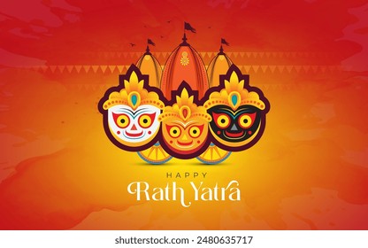 Happy Rath Yatra Festival Background Design Template