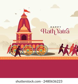 Happy Rath Yatra Festival Background Design Template