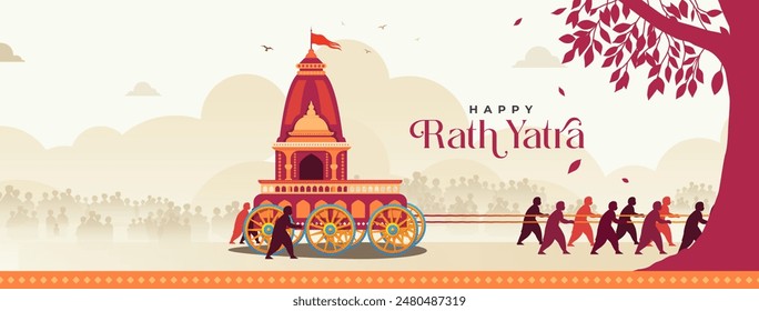 Happy Rath Yatra Festival Banner Design Template