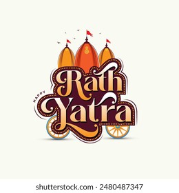 Happy Rath Yatra Festival Typographic Greeting Design Template