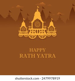 Happy Rath Yatra holiday background celebration for Lord Jagannath, Balabhadra and Subhadra.Vector illustration