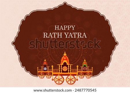 Happy Rath Yatra holiday background celebration for Lord Jagannath, Balabhadra and Subhadra.Vector illustration