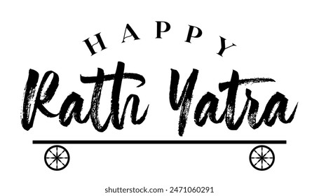 Happy Rath Yatra lettering lord jagannath hindu festival vector illustration.