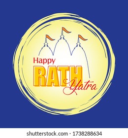 Happy Rath Yatra logo Vector illustration. Ratha Yatra of Lord Jagannath, Balabhadra and Subhadra on Chariot. 