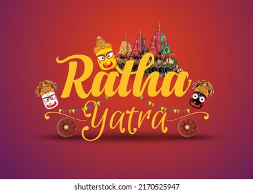 happy rath yatra with stylish font, a Hindu festival English calligraphy. vector illustration design	