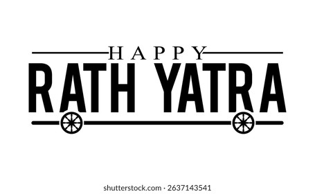 Happy Ratha Yatra Festival celebration for Lord Jagannath, Ratha Yatra lettering vector.