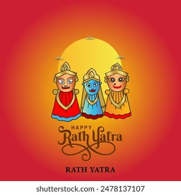 Happy Ratha yatra jagannath design for poster banner vector illustration 