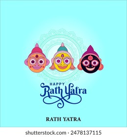 Happy Ratha yatra jagannath design for poster banner vector illustration 