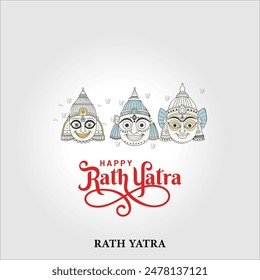 Happy Ratha yatra jagannath design for poster banner vector illustration 
