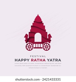 Happy Ratha Yatra Paper cut style Vector Design Illustration for Background, Poster, Banner, Advertising, Greeting Card