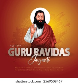 happy Ravidas Jayanti festival greeting card design. abstract vector illustration.