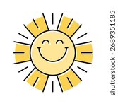 happy rays cute sun character color icon vector. happy rays cute sun character sign. isolated symbol illustration