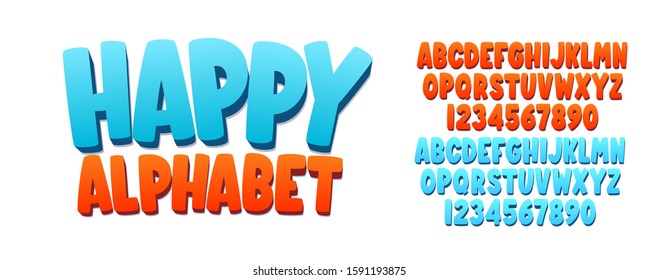 Happy realistic 3d letters. Vector alphabet.