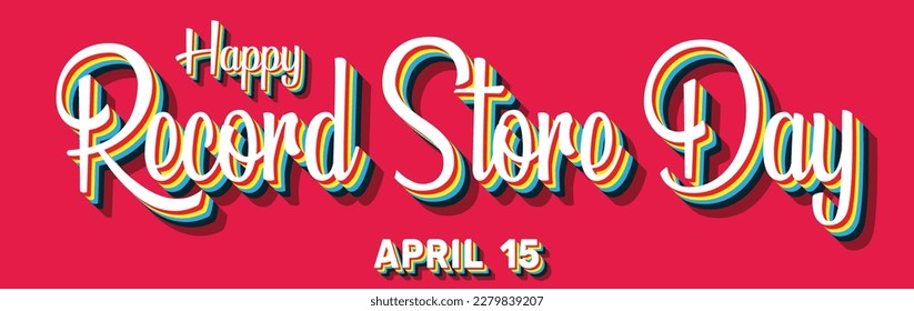 Happy Record Store Day, 15. April. Kalender des Retro-Texteffekts vom April, Vektordesign