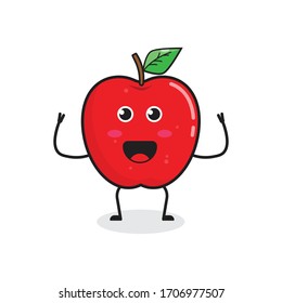 feliz fruto de manzana roja lindo personaje mascota diseño vectorial