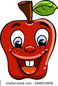manzana roja feliz, ilustración, vector sobre fondo blanco