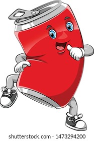 Happy Red cartoon can dancing