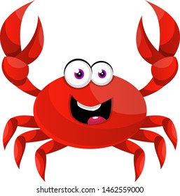 Happy red crab, illustration, vector on white background.