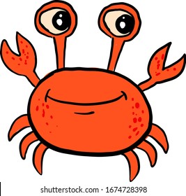 Happy red crab, illustration, vector on white background.