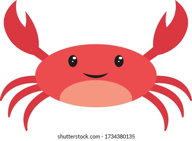 Cangrejo rojo feliz, ilustración, vector sobre fondo blanco
