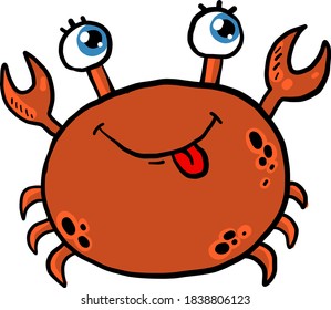Happy red crab, illustration, vector on white background