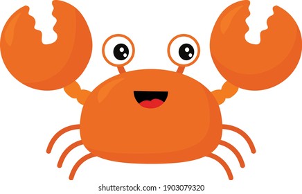 Happy red crab, illustration, vector on a white background.