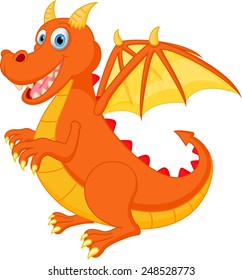Happy red dragon cartoon