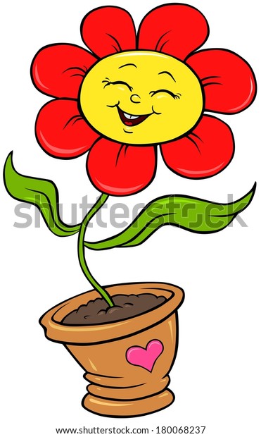 Happy Red Flower Cartoon Character Stock Vector (Royalty Free ...