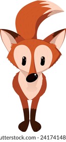 Happy red Fox standing, front view - a dead fish as its prey - good for motion graphics