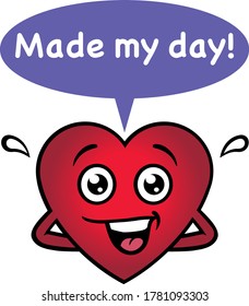 Happy Red Heart Character. Vector Illustration.