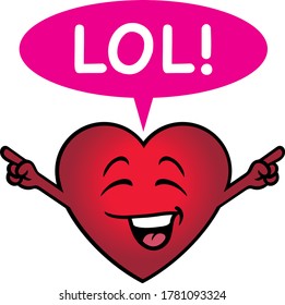 Personaje Feliz Del Corazón Rojo. Ilustración vectorial.