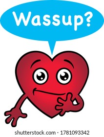 Happy Red Heart Character. Vector Illustration.