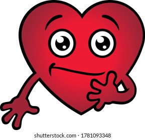 Happy Red Heart Character. Vector Illustration.