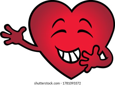 Happy Red Heart Character. Vector Illustration.