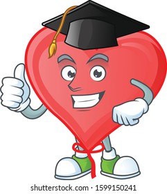 Happy red love balloon wearing a black Graduation hat