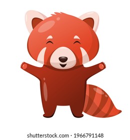 Feliz panda rojo. Animales bonitos. Ilustración infantil