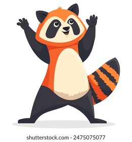 Happy Red Panda, Perfect for Children's and Wildlife Themes - Flat Vector Illustration