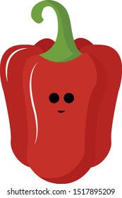 Pimienta roja feliz, ilustración, vector sobre fondo blanco.