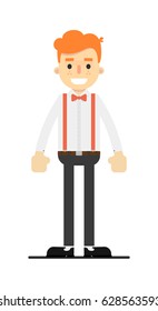 Happy redheaded man character isolated on white background vector illustration. People personage in flat design.