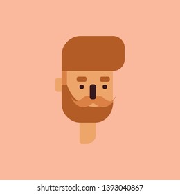 Un redman feliz con un largo dibujo de color vectorial de bigote o ilustración